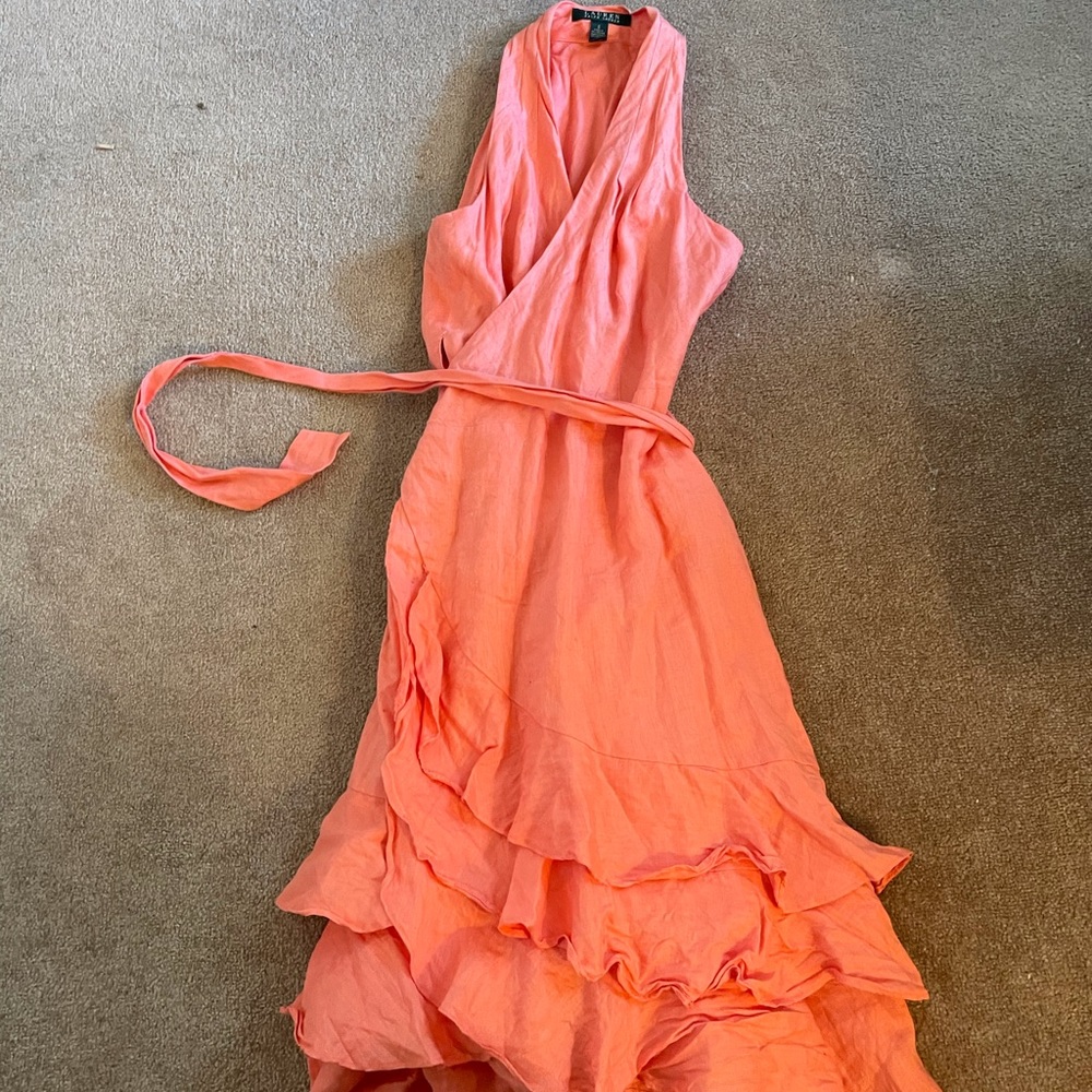 Ralph Lauren Peach Cotton Rap Dress